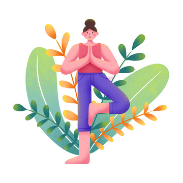 手绘全民健身运动噪点风插画