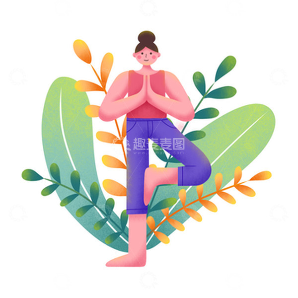 源文件下载【趣麦麦图】-手绘全民健身运动噪点风插画