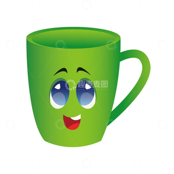 源文件下载【趣麦麦图】绿色卡通可爱水杯