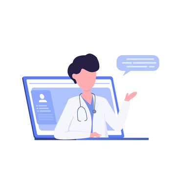 在线问诊智慧医疗医生人物扁平插画