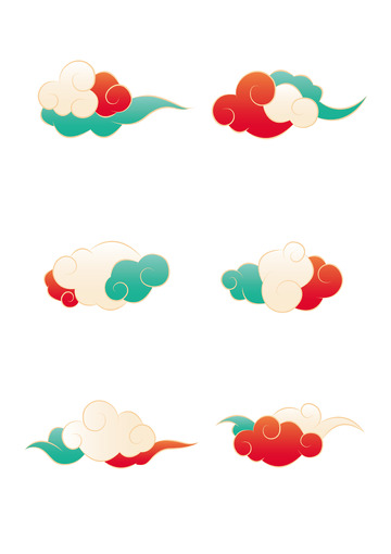 中国风国潮彩色云纹矢量