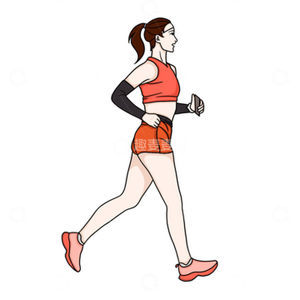 源文件下载【趣麦麦图】卡通手绘女生跑步图
