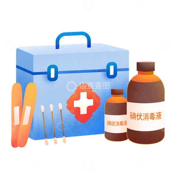 源文件下载【趣麦麦图】医疗元素噪点风插图医药箱