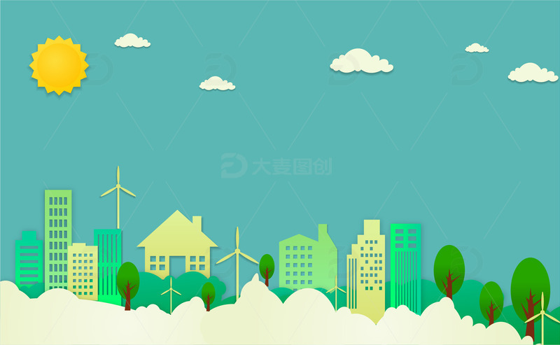 源文件下载【趣麦麦图】-新能源清新绿色环保背景