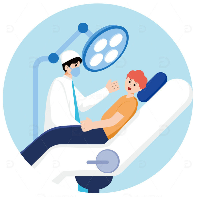 源文件下载【趣麦麦图】蓝色扁平风牙医医疗手绘图