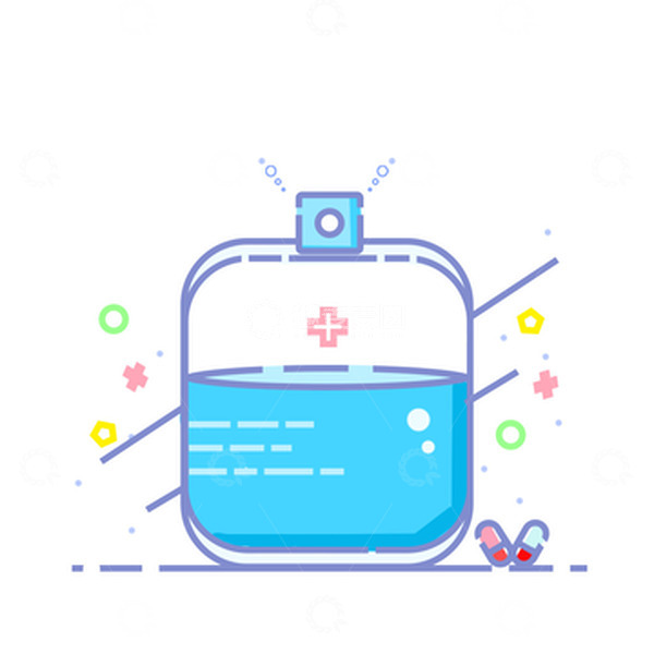 源文件下载【趣麦麦图】医疗输液袋MBE风插画元素