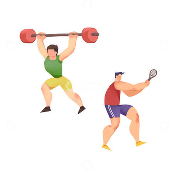 源文件下载【趣麦麦图】卡通肌理风运动人物元素