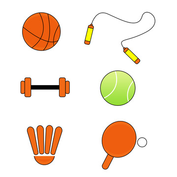 卡通可爱运动健身器材手绘图标装饰元素