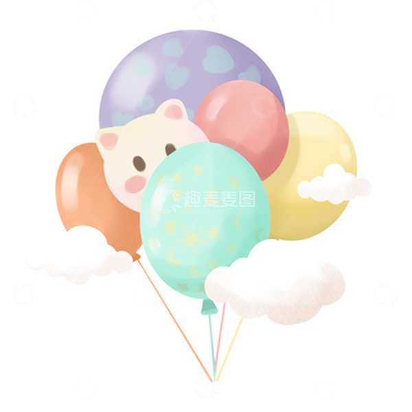 源文件下载【趣麦麦图】彩色气球手绘元素