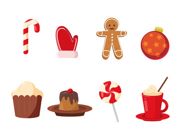 红色圣诞可爱图标手绘矢量元素