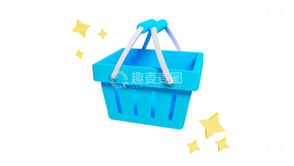 源文件下载【趣麦麦图】蓝色可爱3D立体卡通手提篮