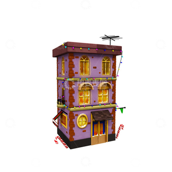 源文件下载【趣麦麦图】紫色小清新3D立体卡通雪天房子