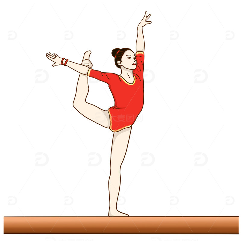 手绘女子体操图