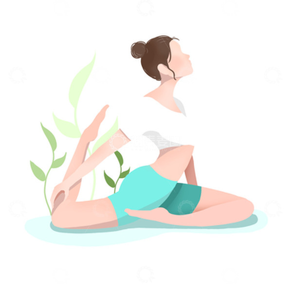 源文件下载【趣麦麦图】清新手绘健身运动女子瑜伽