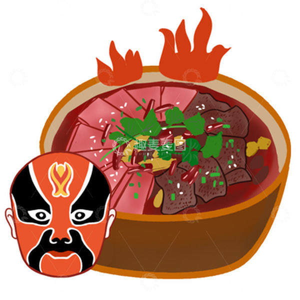 源文件下载【趣麦麦图】城市美食美食旅行四川毛血旺手绘图
