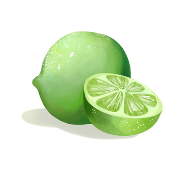 水果青柠手绘插画元素
