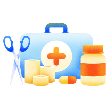 医疗元素噪点风插画医药箱