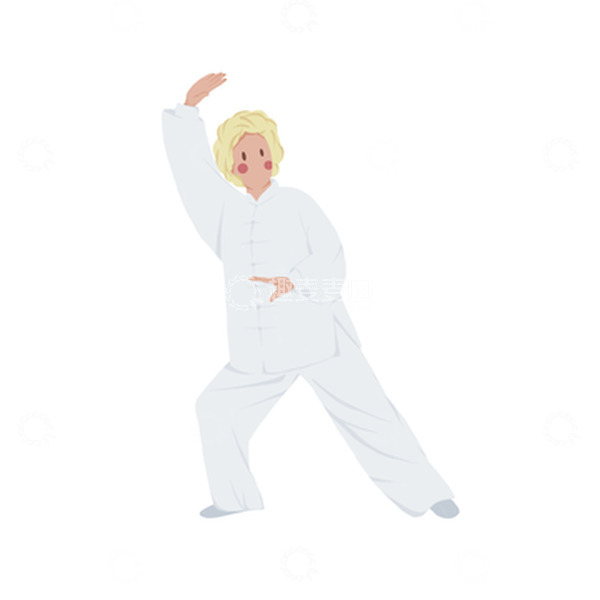源文件下载【趣麦麦图】清新简约手绘老年人太极健身插画