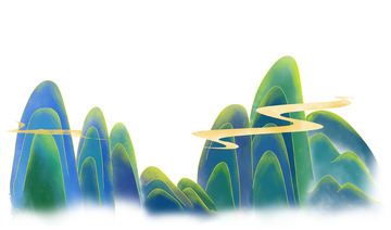 国潮中国风山脉祥云手绘图