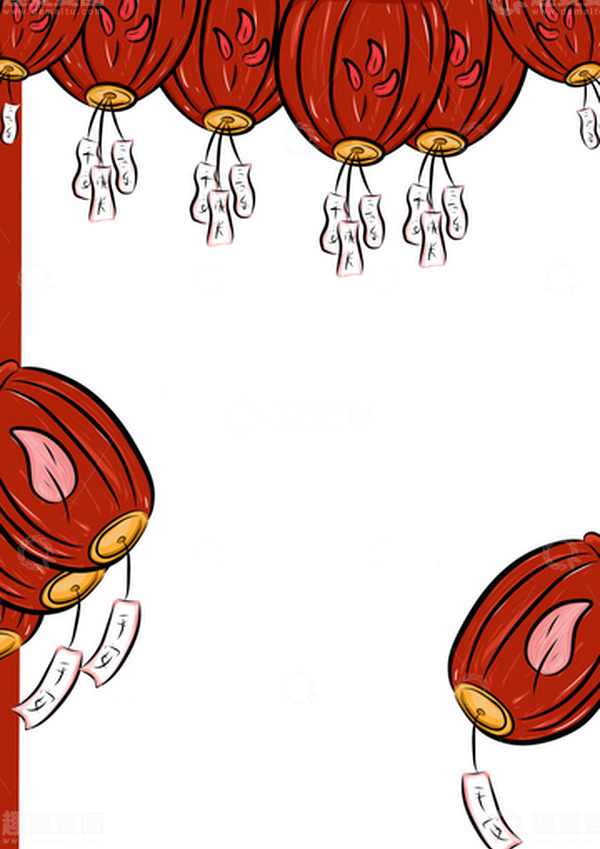 源文件下载【趣麦麦图】红色节日喜庆灯笼手绘图
