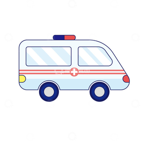 源文件下载【趣麦麦图】蓝色扁平化医疗救护车手绘元素