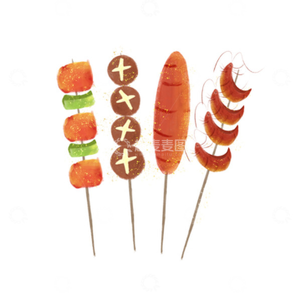 源文件下载【趣麦麦图】旅游野餐烧烤串美食