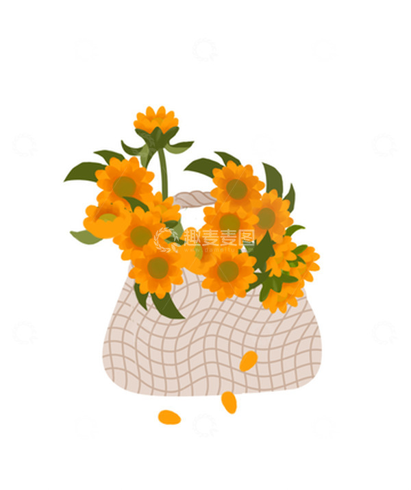 源文件下载【趣麦麦图】橙色向日葵花袋子