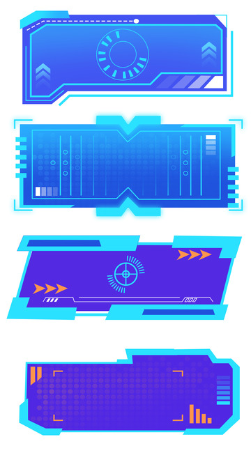 扁平箭头科技边框蓝色几何边框方框对话框