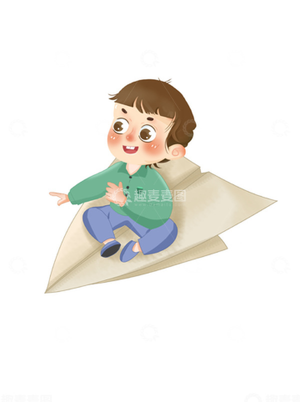 源文件下载【趣麦麦图】卡通男孩纸飞机旅游小清花朵海边手绘元素