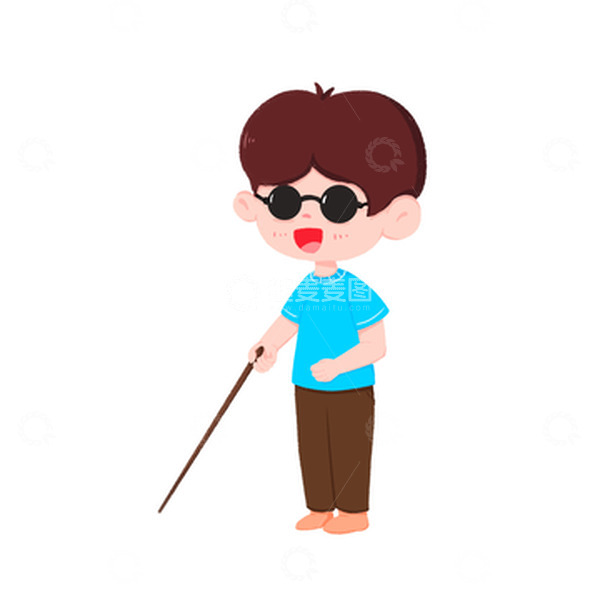 源文件下载【趣麦麦图】国际盲人日拿着棍子前行的盲人免抠元素