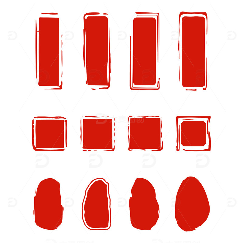 大红色艺术AI矢量印章图案边框