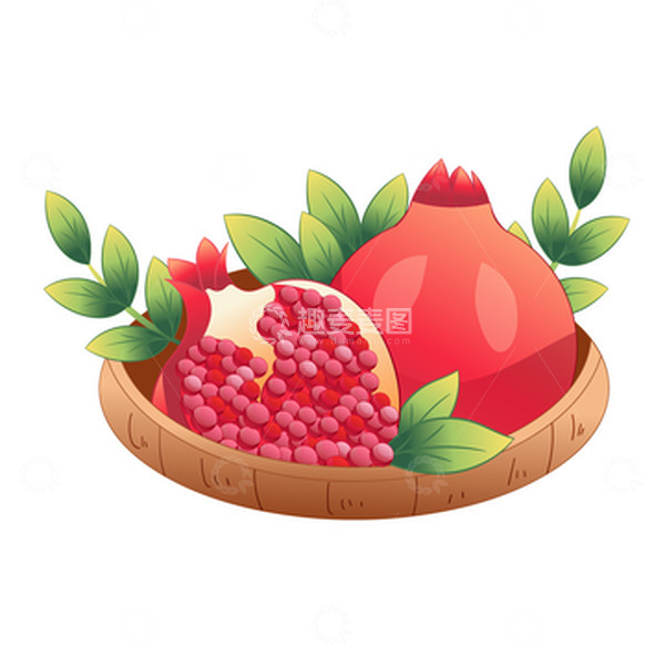 源文件下载【趣麦麦图】矢量手绘石榴水果装饰元素