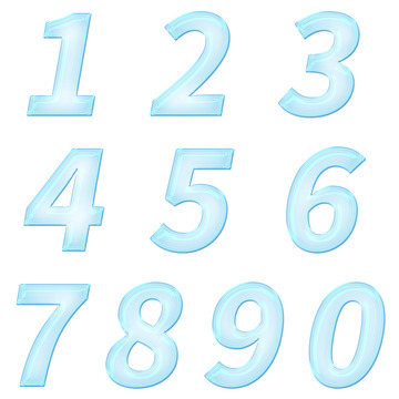 蓝色透明玻璃字编号数字可编辑
