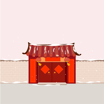 红色积雪筑砖大门城市旅游古代建筑