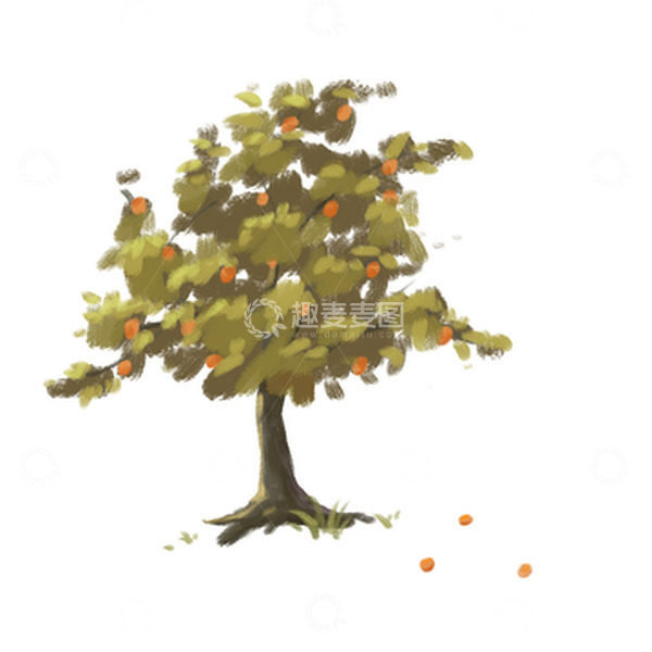 源文件下载【趣麦麦图】扁平风秋分柿子树