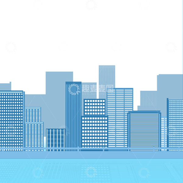 源文件下载【趣麦麦图】蓝色城市剪影背景手绘建筑