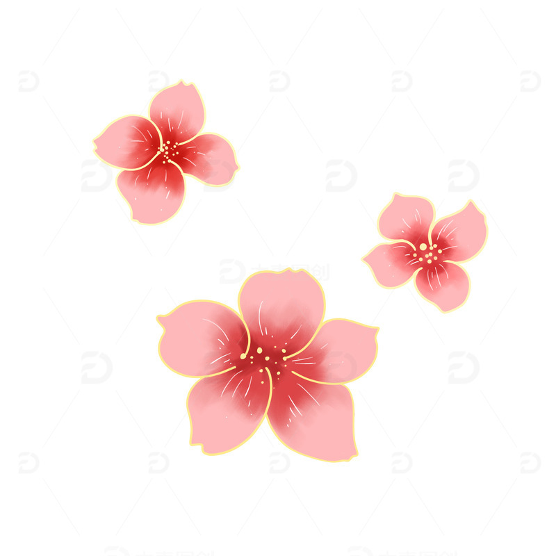 手绘国风桃花元素