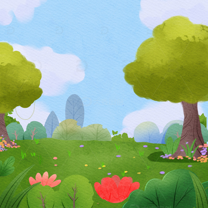 源文件下载【趣麦麦图】小清新场景背景公园草地