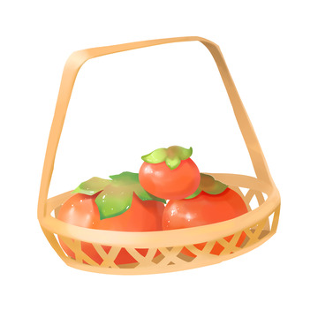 手绘节气元素柿子