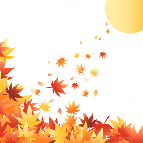 源文件下载【趣麦麦图】唯美秋天枫叶落叶飘落装饰插画