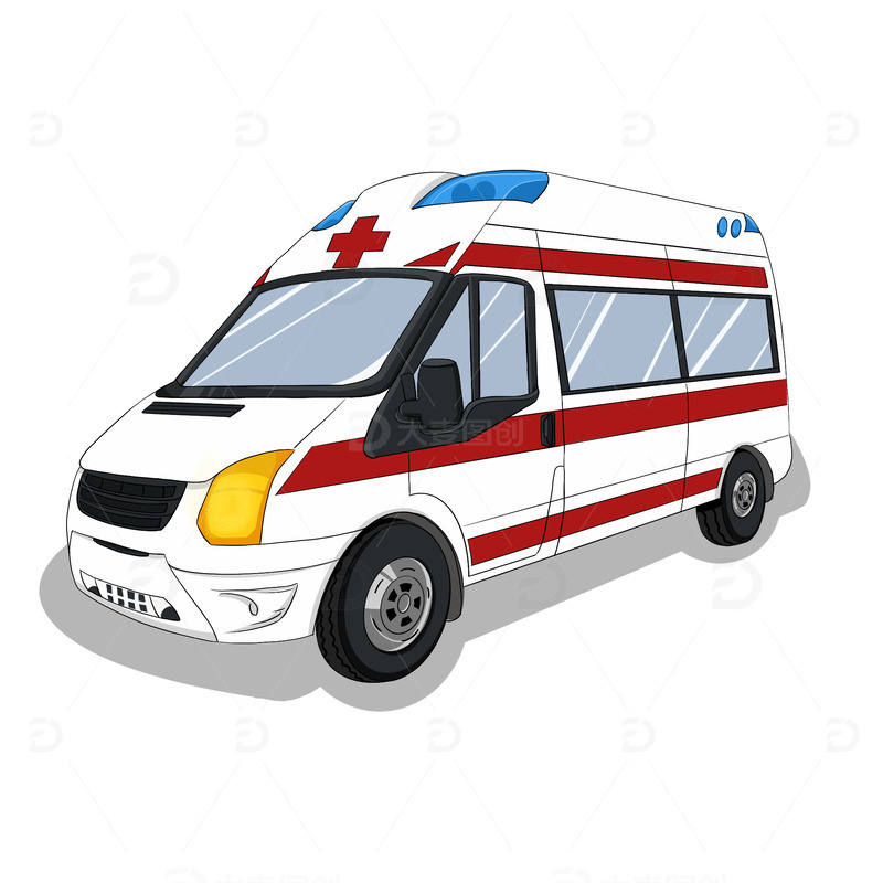 源文件下载【趣麦麦图】手绘救护车医疗设备