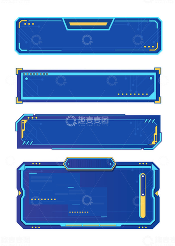 源文件下载【趣麦麦图】科技机械游戏按钮文本标题边框
