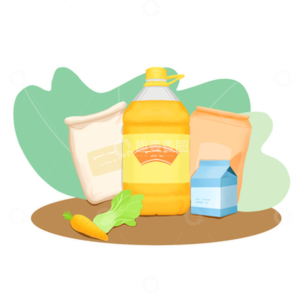 源文件下载【趣麦麦图】-手绘蔬菜米面粮油组合