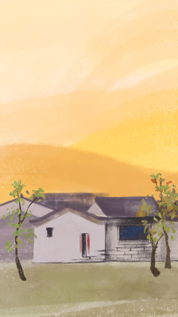 黄色秋分节气手绘背景图