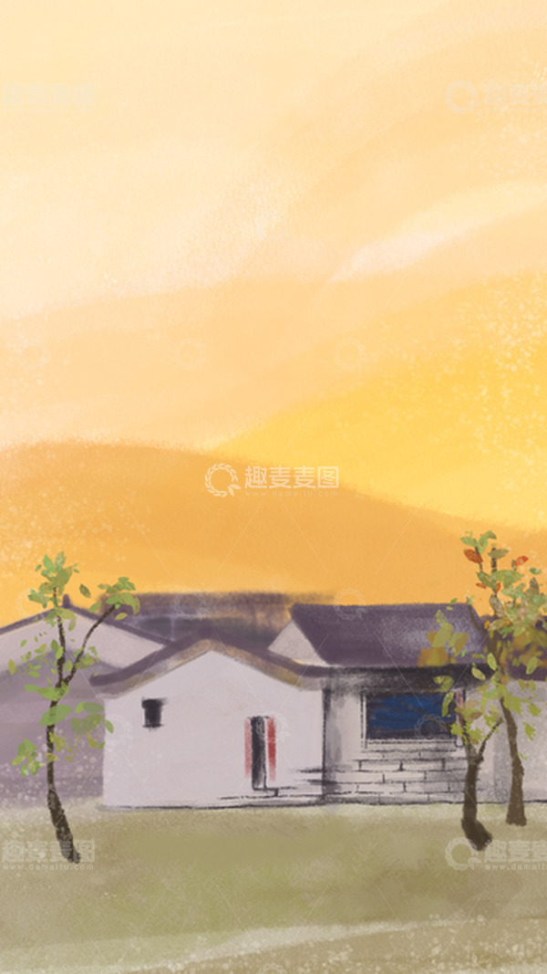 源文件下载【趣麦麦图】黄色秋分节气手绘背景图