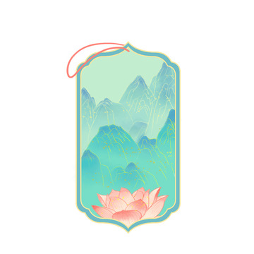 蓝绿色中国风国潮书签