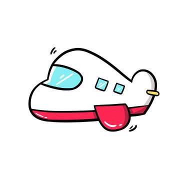 卡通红白直升机手绘图