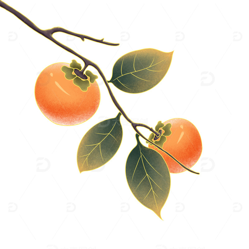 源文件下载【趣麦麦图】秋分时节国潮风柿子