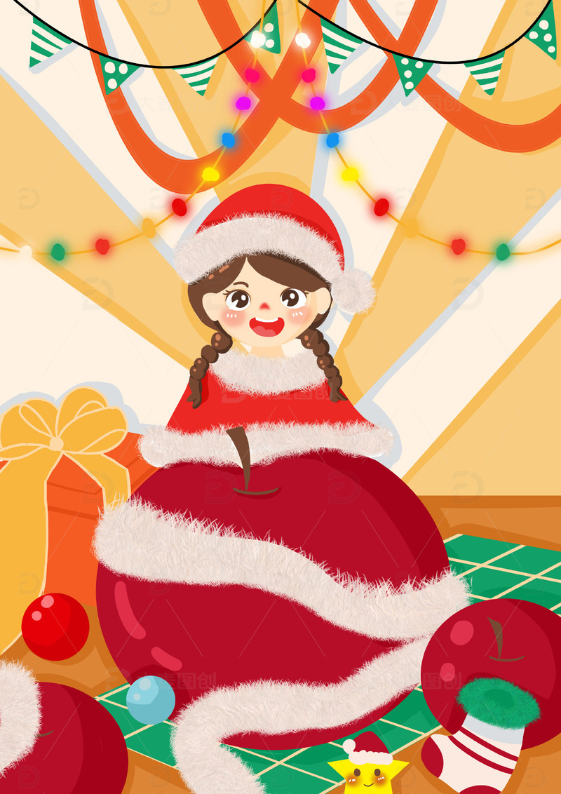 平安夜圣诞节插画海报