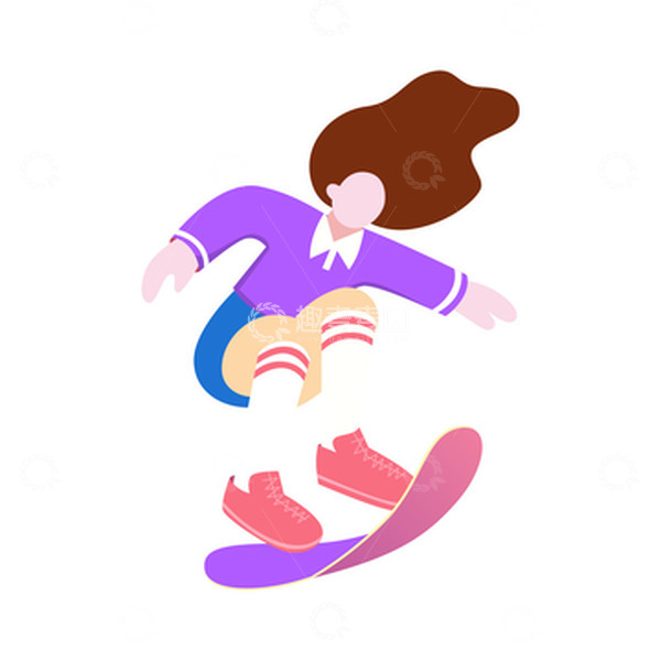 源文件下载【趣麦麦图】扁平风滑板运动插画